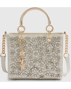 River Island Floral Appliqué Tote Bag - Natural