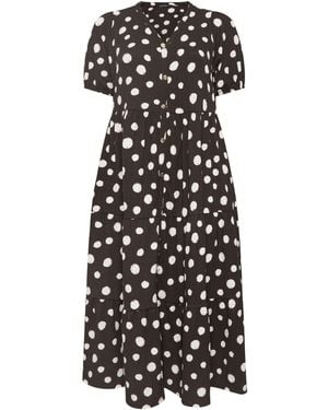 Evans Short Sleeve Button Through Dress - White