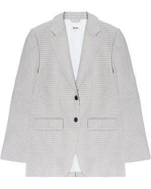 Ro & Zo Neutral Houndstooth Oversized Blazer - White