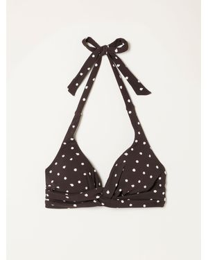 FatFace Fatface Chocolate Polka Dot Bikini Top - Black