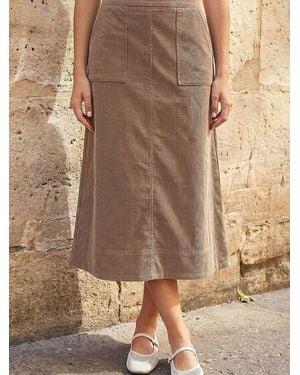 Roman Petite Cord Pocket Skirt - Brown