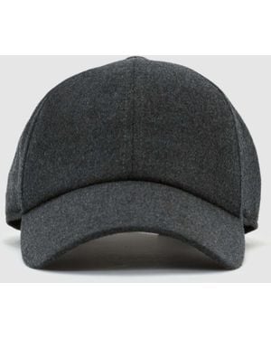 Reiss Charcoal Sienna Wool-Silk Blend Baseball Cap - Black