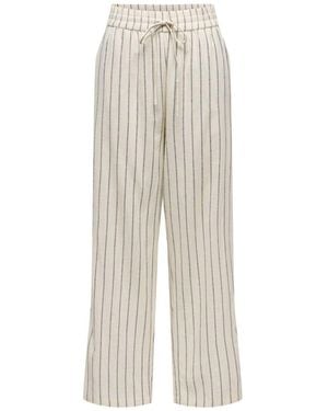 ONLY Stripe Cotton Drawstring Pants - White