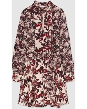 Reiss Lora Printed Tie-Waist Flippy Mini Dress - White