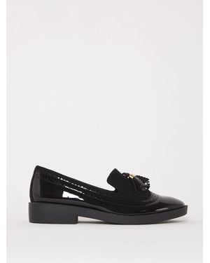 Simply Be Tassel Trim Slipper Cut Loafers - Black