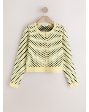 Next Polka Dot Slim Supersoft Crew Neck Cardigan With Wool - Metallic