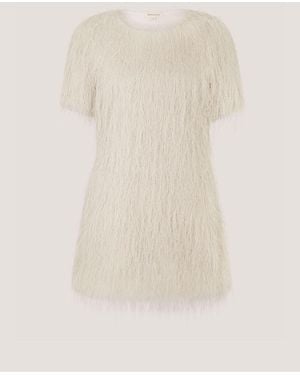Monsoon Tori Short Sleeve Fringe Mini Dress - Natural