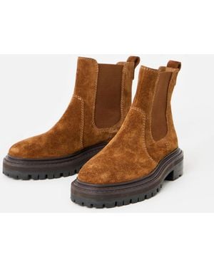 Oliver Bonas Tan Chunky Suede Chelsea Boots - Brown