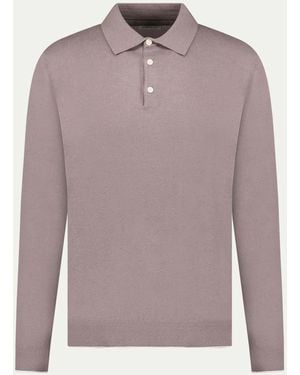 Peckham Rye Knitted Long Sleeve Polo Shirt - Natural