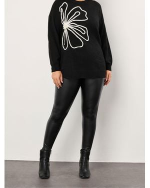 Evans Pu Coated Leggings - Black