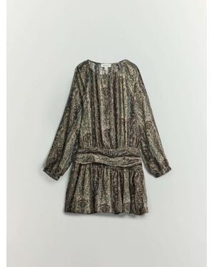 BHOEM Paisley Print Draped Mini Balloon Dress - Multicolor