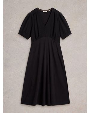 White Stuff Megan Broderie Jersey Dress - Black