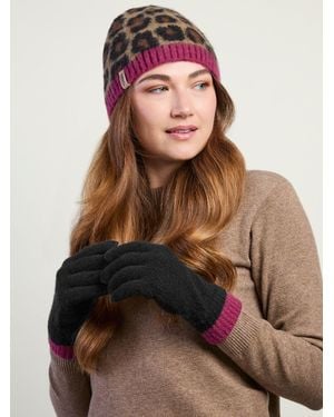 Totes Leopard Beanie Hat & Gloves With Smartouch - Multicolor