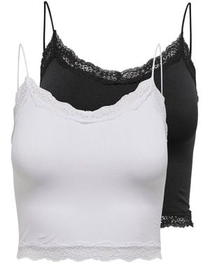 ONLY 2 Pack Lace Trim Soft Camisoles - Black