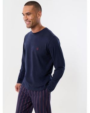 Threadbare Grandad Collar Pajamas Set - Blue
