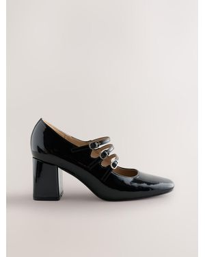 Next Forever Comfort Tripple Strap Block Heels - Black
