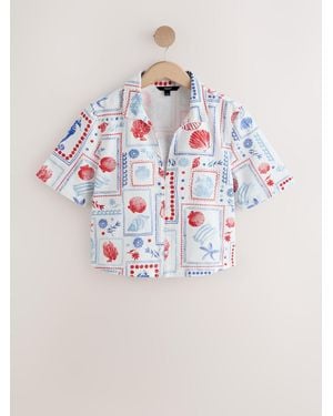 Next Short Sleeve Denim Shirt - White