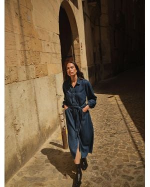 JD Williams Denim Tie Waist Midi Dress - Natural