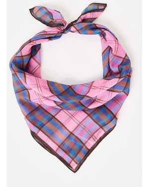 Oliver Bonas Checked Large Square Scarf - Pink