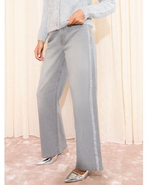 Friends Like These X Lucy Mecklenburgh Petite Everyday Wide Leg Jeans - Gray
