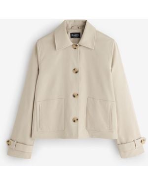 Threadbare Detachable Scarf Detail Cropped Trench Coat - Natural