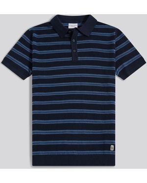 U.S. POLO ASSN. U. S. Polo Assn U. S. Polo Assn Stripe Open Knit Polo Shirt - Blue
