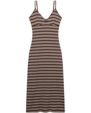 Superdry V-Neck Striped Maxi Dress - White