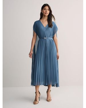 BOSS Dennya Pleated Cape Midi Dress - Blue