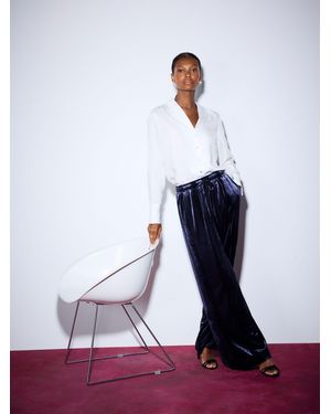 Next Stripe Velvet Wide Leg Pants - White