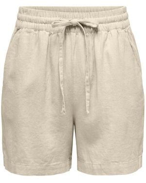 Jdy Linen Blend Shorts With Tie Waist - Natural