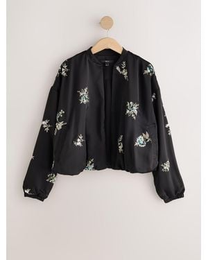 Next Satin Bomber Jacket Cover-Up - Black