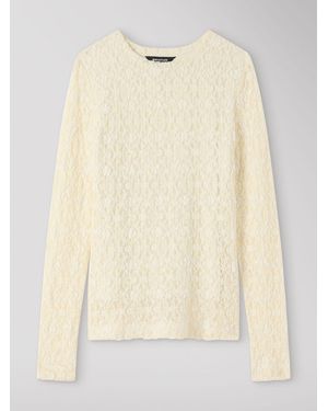 Whistles Lace Detail Jersey Top - Natural