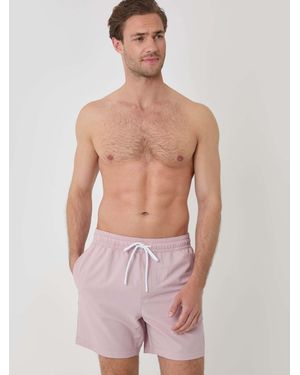 Threadbare Stripe Seersucker Swim Shorts - Pink