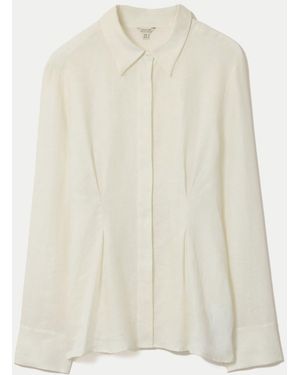 Jigsaw Linen Pleated Waist Shirt - White