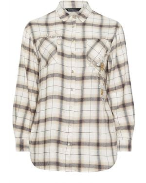 Evans Embellished Check Shirt - White