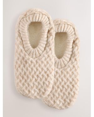 Next Oatmeal Cable Knit Footsie Socks 1 Pack - Natural