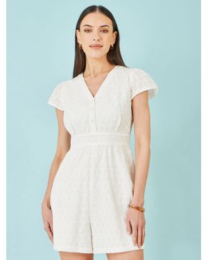 Yumi' Cotton Broderie Anglaise Playsuit - Blue