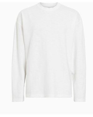 AllSaints Allsaints Aspen Long Sleeve Crew Neck 100% Cotton T-Shirt - White