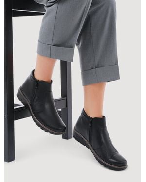 Pavers Leather Ankle Boots - Gray