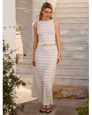 South Beach Textured Frill Maxi Skirt - Natural