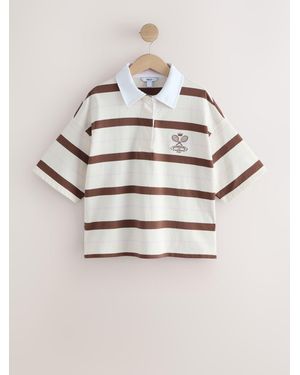 Next Short Sleeve Striped Rugby Polo Shirt - Natural