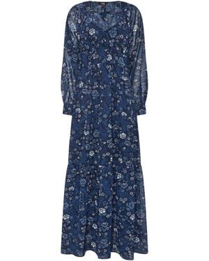 Long Tall Sally Long Tall Sally Floral Sheer Maxi Dress - Blue