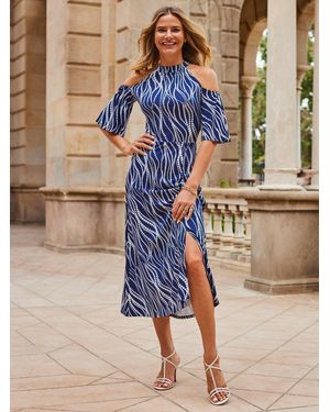 Sosandar Midikleid Mit Schulterausschnitteneu 44 (Uk 16) - Blau