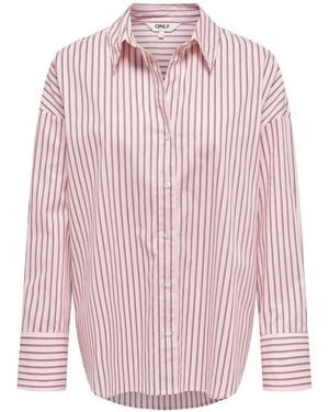 ONLY Loose Fit Striped Shirt - Pink