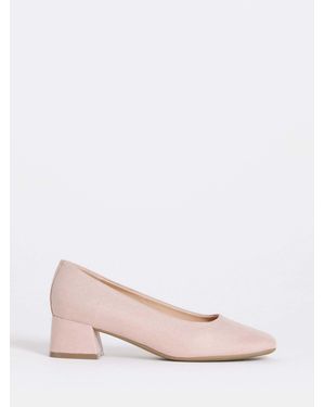 JD Williams Extra Wide Fit Low Block Heel Court Shoes - Pink