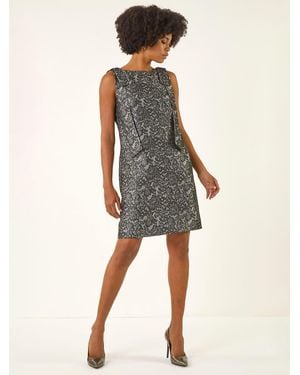 Roman Lace Bow Detail Stretch Dress - Gray