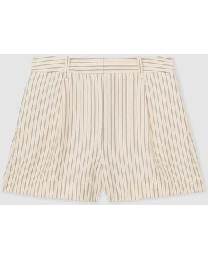 Reiss Cream & Pinstripe Tailored Shorts - Natural