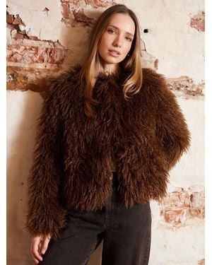 Threadbare Faux Fur Coat - Brown