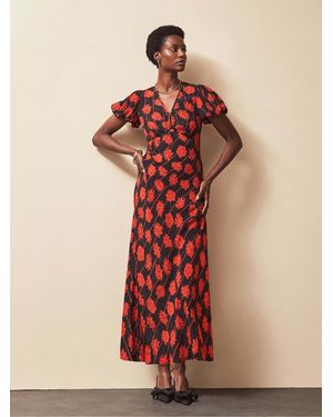 Ro & Zo Stripe V-Neck Dress - Red