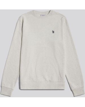 U.S. POLO ASSN. U. Polo Assn U. Polo Assn Vertical Texture Double Horsemen Sweatshirt - White